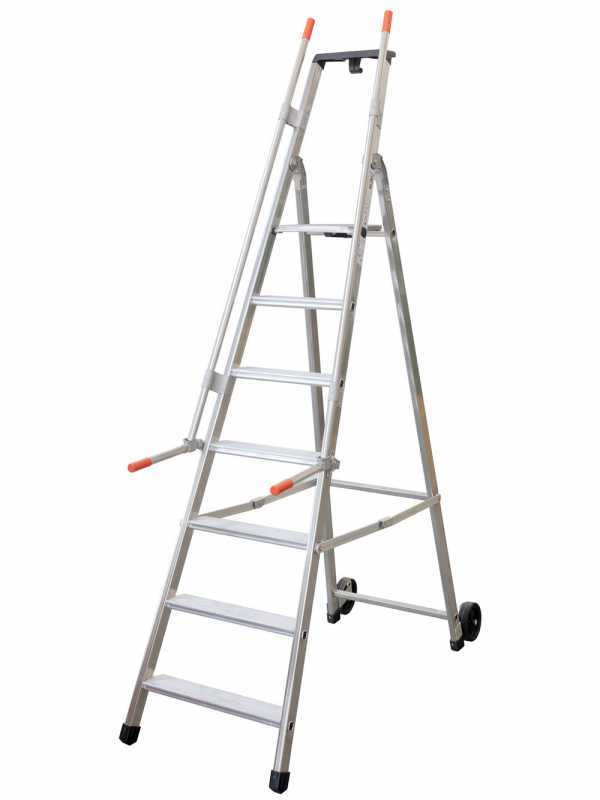 Facal Mayor&agrave; Tecnoscala QM-8, 8 gradini, 2.52 m - Scala da lavoro con ruote e maniglie - Altezza stimata operativa 3.63 m