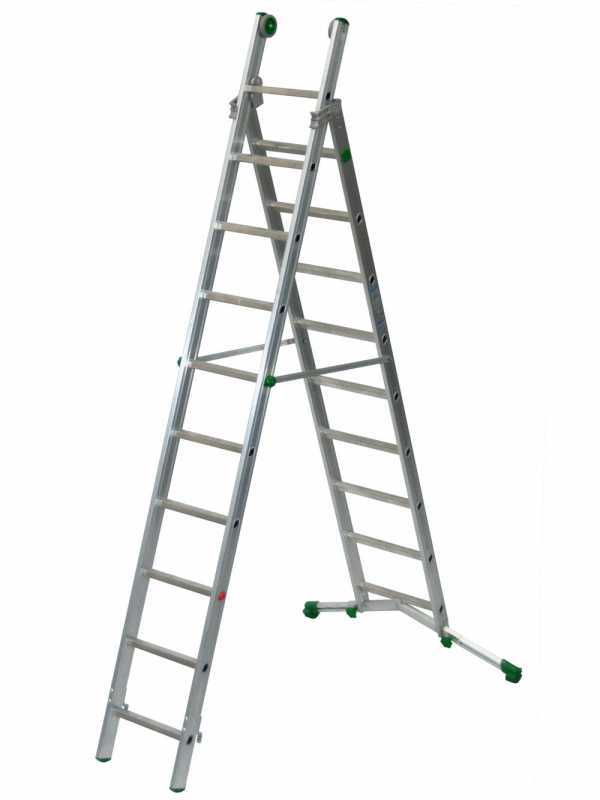 Facal Super Prima P320-2, 9+10 gradini, 5.10 m - Scala in alluminio trasformabile - Altezza stimata operativa 6 m