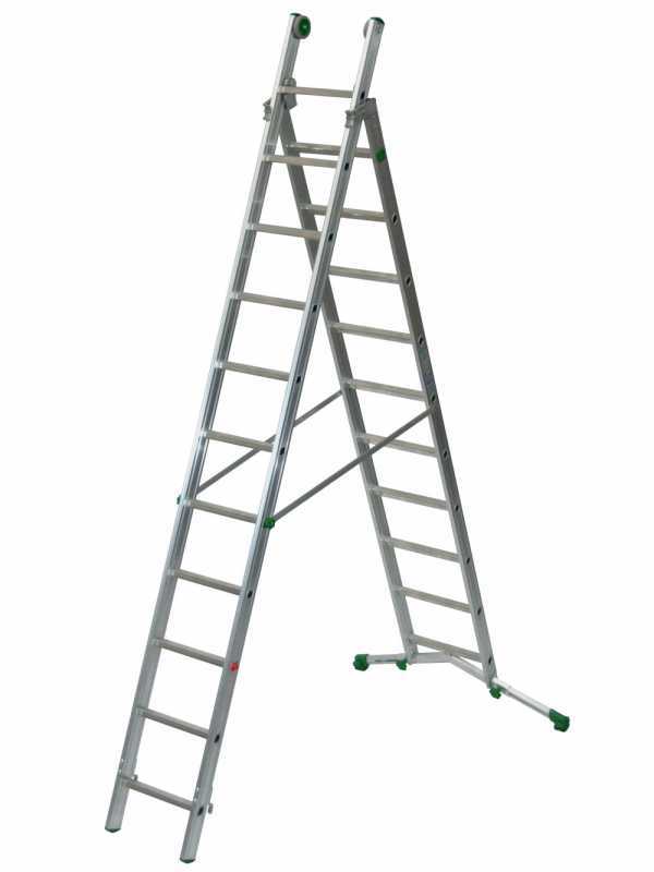 Facal Super Prima P350-2, 10+11 gradini, 5.70 m - Scala in alluminio trasformabile - Altezza stimata operativa 6.60 m