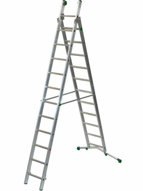 Facal Super Prima P380-2, 11+12 gradini, 6.30 m - Scala in alluminio trasformabile - Altezza stimata operativa 7.20 m