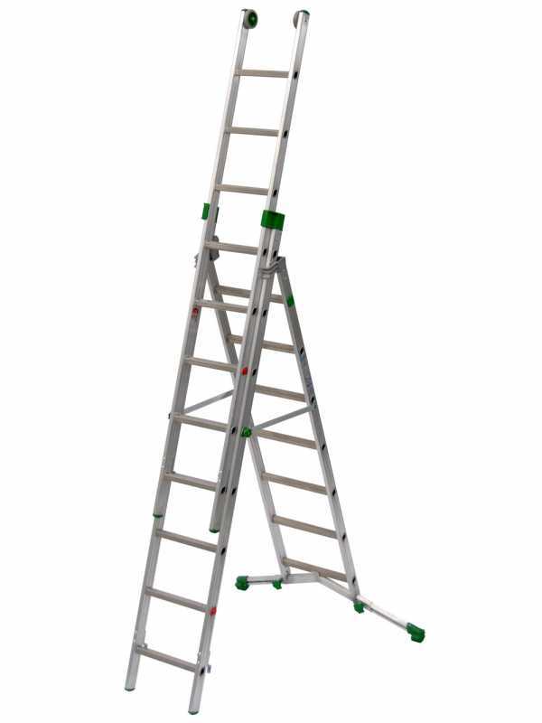 Facal Super Prima P260-3, 7+8+8 gradini, 5.40 m - Scala in alluminio trasformabile - Altezza stimata operativa 6.30 m