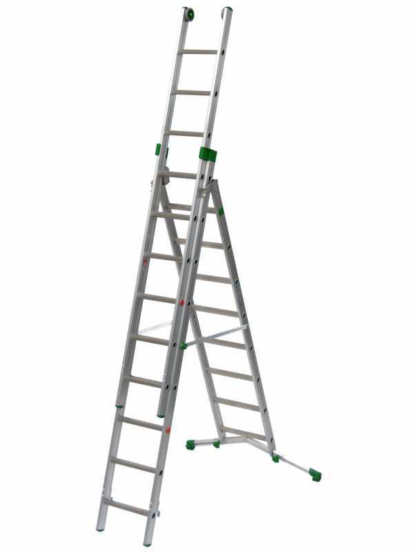 Facal Super Prima P290-3, 8+9+9 gradini, 6.25 m - Scala in alluminio trasformabile - Altezza stimata operativa 7.15 m