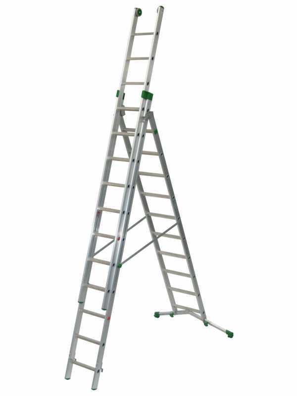Facal Super Prima P350-3, 10+11+11 gradini, 8.10 m - Scala in alluminio allungabile - Altezza stimata operativa 9.10 m