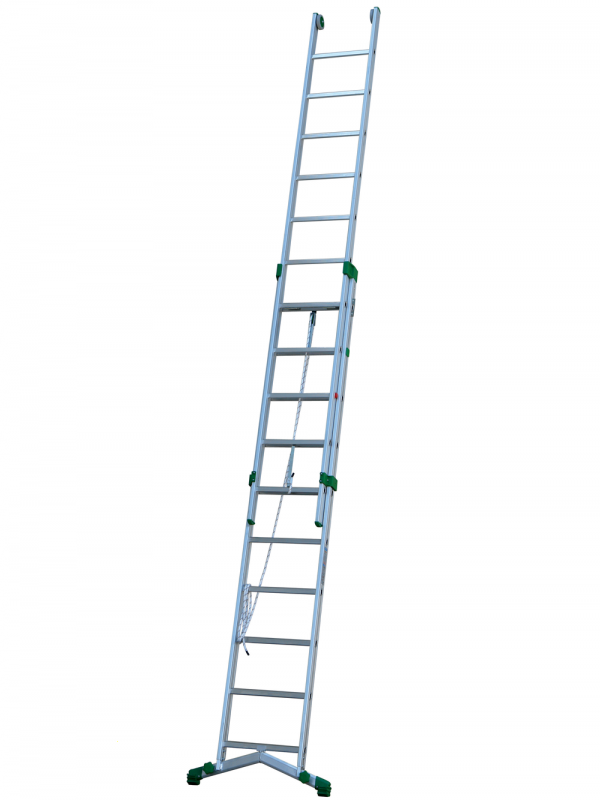 Facal Super Prima P320-2F, 9+10 gradini, 5.10 m - Scala in alluminio con fune - Altezza stimata operativa 6 m