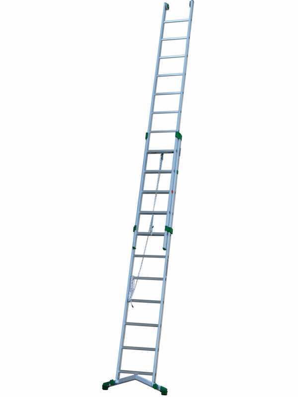 Facal Super Prima P350-2F, 10+11 gradini, 5.70 m - Scala in alluminio con fune - Altezza stimata operativa 6.60 m