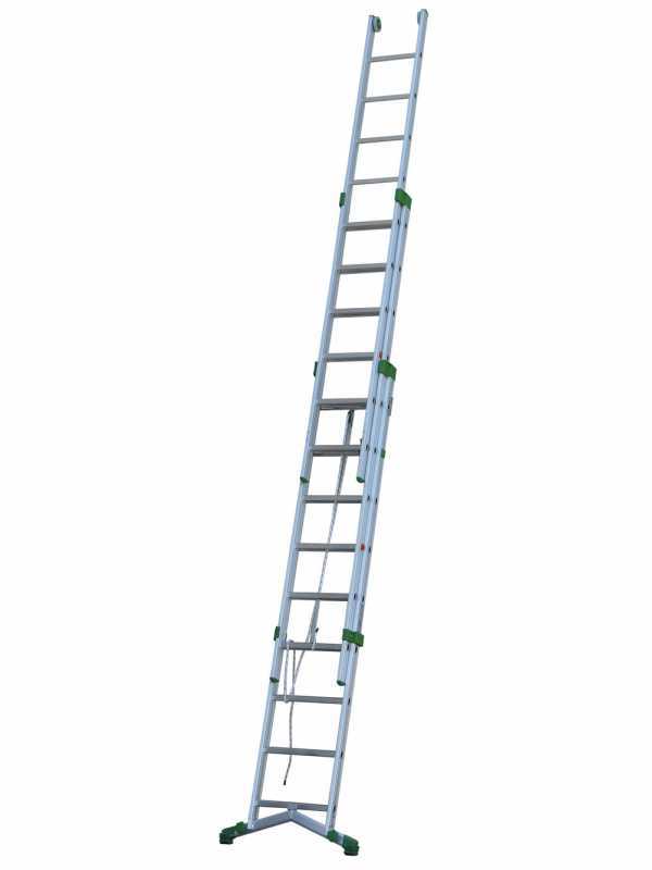 Facal Super Prima P320-3F, 9+10+10 gradini, 7.20 m - Scala in alluminio con fune - Altezza stimata operativa 8.10 m