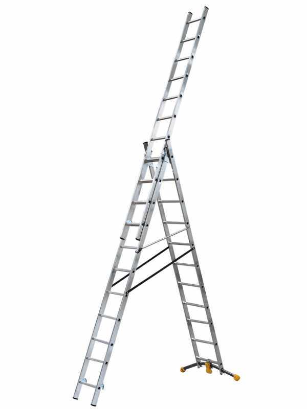 Gierre G-LEVEL AL435GL, 3x11 gradini, 6.90 m - Scala in alluminio - Altezza stimata operativa 7.60 m
