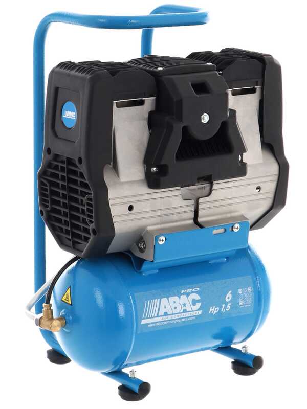 ABAC START SILENT OS15P - Compressore aria elettrico monofase silenziato, oil-less - Motore 1.5 HP - 6 lt