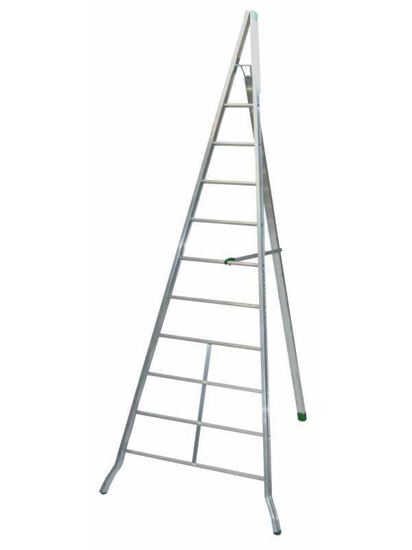 Facal AGRI AG350 - Scala a tre piedi agricola in alluminio, 10 gradini, 3.50 m - da potatura - conica - Altezza stimata operativa 4.50 m