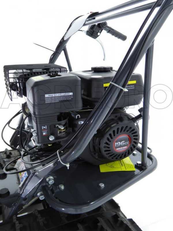 GeoTech Pro BMS 155 LE - Biotrituratore su motocarriola GeoPorter 330D semovente a cingoli 4 rulli - Motore Loncin da 15HP - Cassone dumper
