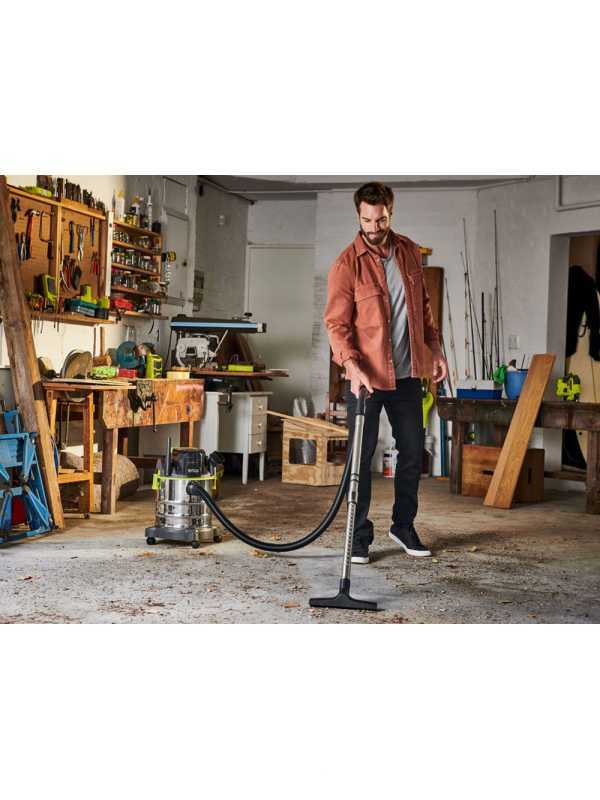 Ryobi R18WDV-0 - Bidone aspiratutto a batteria per solidi e liquidi - 18V - bidone 18 lt - SENZA BATTERIA E CARICABATTERIE