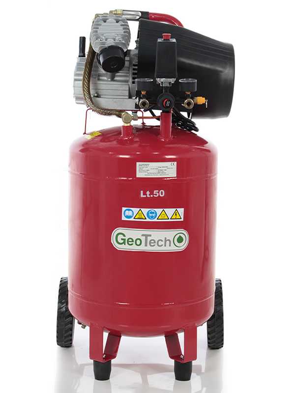 OUTLET - DIFETTI ESTETICI - GeoTech AC50V-10-30VC - Compressore aria elettrico carrellato verticale - Motore 3 HP - 50 lt aria compressa