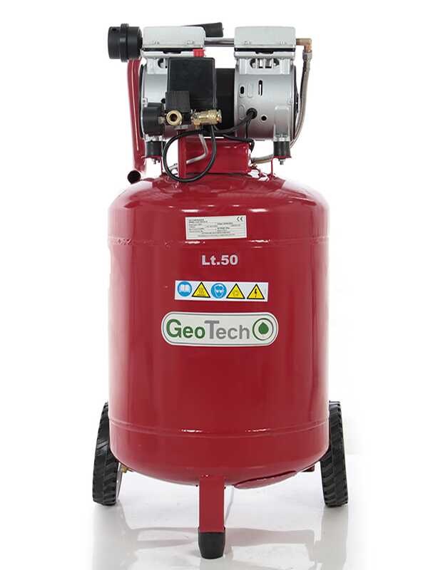 OUTLET - SENZA IMBALLO ORIGINALE - GeoTech S-AC50V-8-10 - Compressore aria elettrico oilless - Motore 1 HP - 50 lt Verticale Silenziato