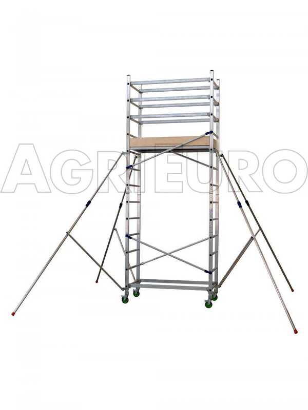OUTLET - DIFETTI ESTETICI - Facal Alto 410 - Trabattello professionale in alluminio - 4 ruote frenanti - Altezza 4,10m