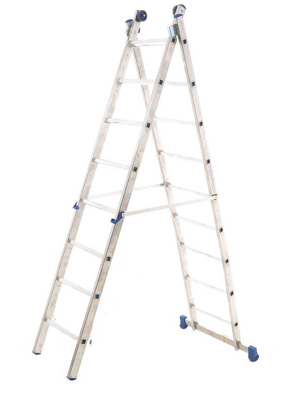 OUTLET - DIFETTI ESTETICI - Marchetti Azzurra A2, 2x8 gradini, 4.15 mt - Scala in alluminio allungabile