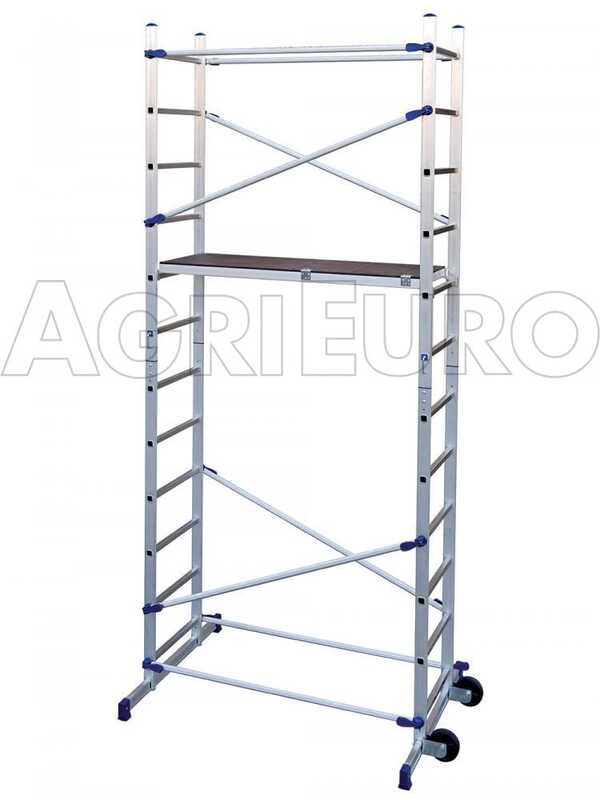 OUTLET - PICCOLI DIFETTI ESTETICI - Facal Pinna Clic - Trabattello in alluminio - Due alzate - Zoppo per scale - Altezza 3,65m