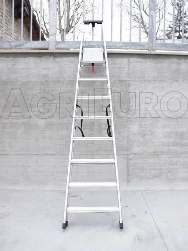 Facal Quadra 50/8 Tecnoscala, 8 gradini, 2.62 mt - Scalandrino in alluminio con cavalletto