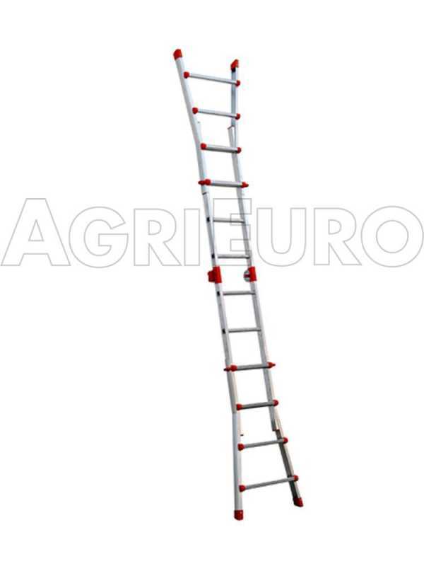 Gierre Peppina AL004, 2x10 gradini, 4.85 m - Scala in alluminio telescopica - Altezza stimata operativa 5.85 m