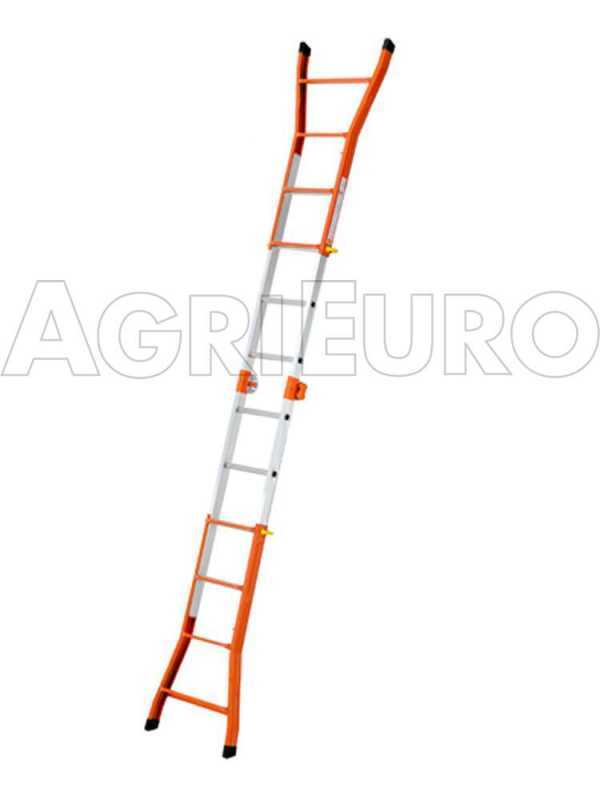 Gierre Peppina AM030, 2x10 gradini, 4.85 m - Scala in acciaio+alluminio telescopica - Altezza stimata operativa 5.85 m