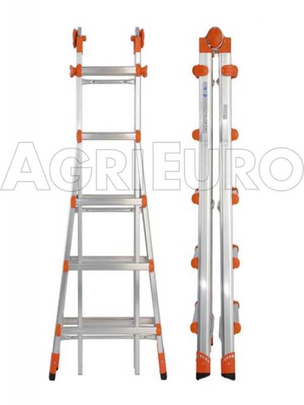 Gierre Peppina AL020, 2x8 gradini, 3.82 m - Scala telescopica in alluminio - Altezza stimata operativa 4.82 m