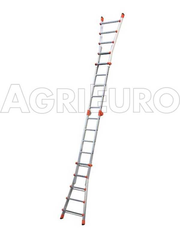 Gierre Peppina AL030, 2x9 gradini, 4.34 m - Scala telescopica in alluminio - Altezza stimata operativa 5.34 m