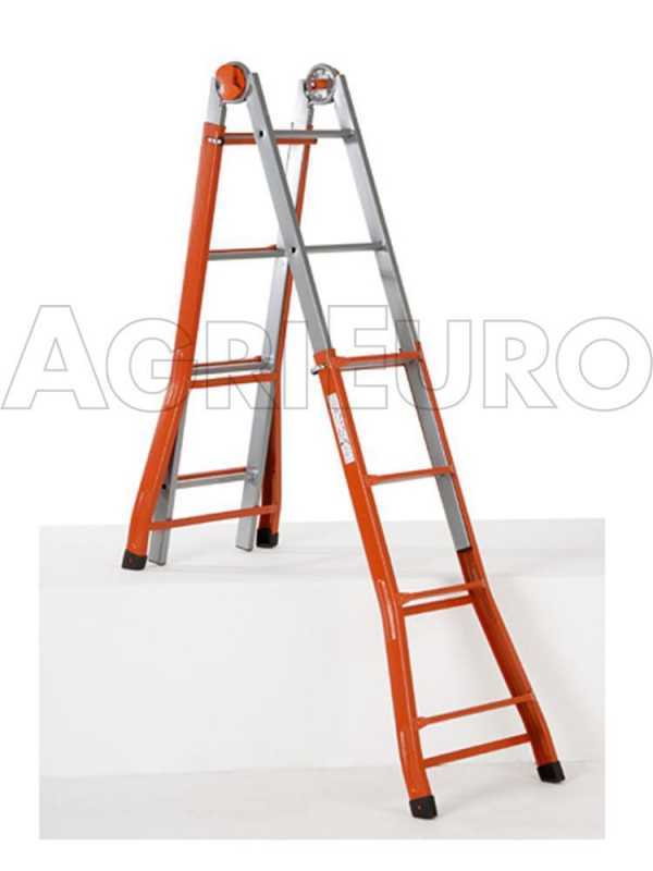 Gierre Peppina A0040, 2x8 gradini, 3.78 m - Scala telescopica in acciaio - Altezza stimata operativa 4.78 m