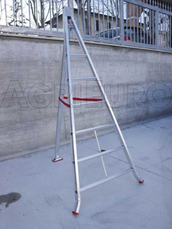 Scala a tre piedi agricola in alluminio Country, 6 gradini, 2.25 m - da potatura - conica - Altezza stimata operativa 3.25 m