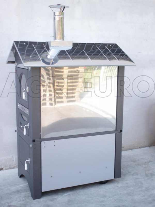 Forno a legna da esterno Medius Plus 100 EXT in acciaio - Ventilato con tetto in INOX