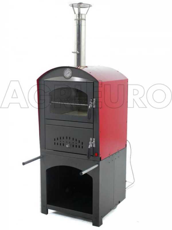 Forno a legna da esterno Minimus 50 Mini EXT in acciaio - Tetto rosso