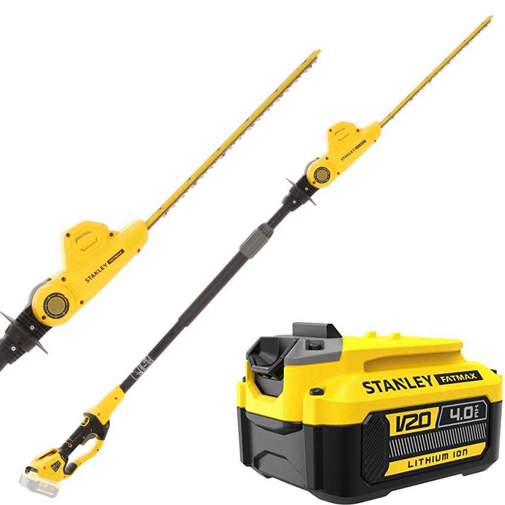 Stanley Fatmax V20 Tagliasiepi su asta di prolunga telescopica elettrico a batteria 18V/4Ah Tagliasiepi a batteria su asta di prolunga