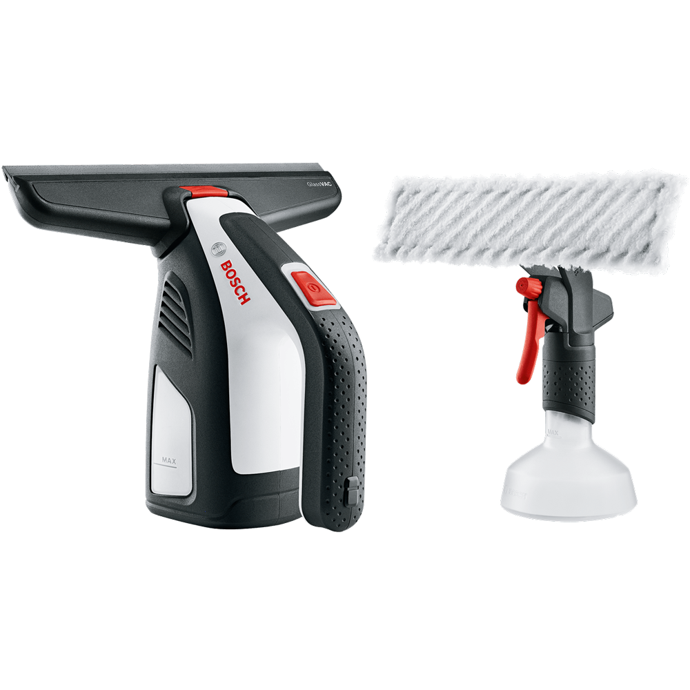 Bosch GlassVAC Solo Plus Lavavetri elettrico a batteria con una testina, spruzzino e panno in microfibra Lavavetri a batteria