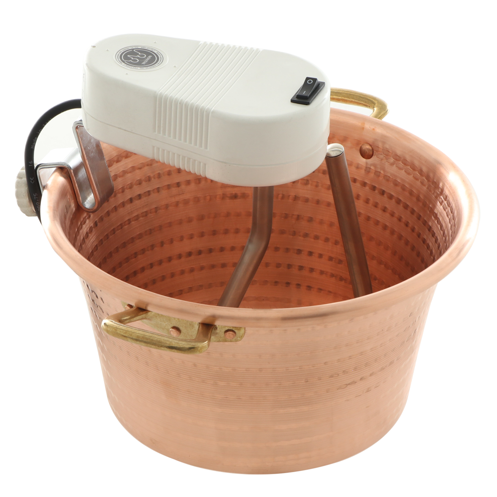 Novital Paiolo in rame elettrico martellato per polenta base piana 7,3L 4W Paioli elettrici per polenta in rame per fornelli a gas