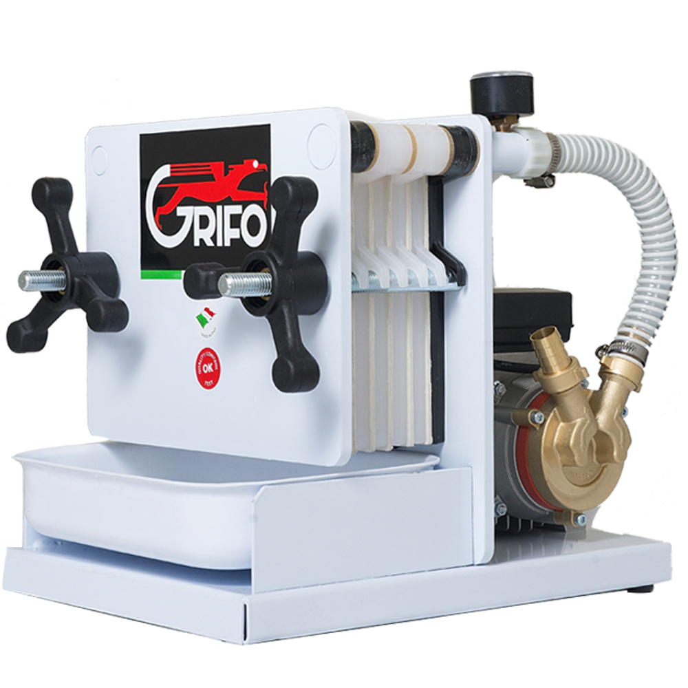 GRIFO Hobby 6 Filtro per vino a cartoni e piastre Pompa enologica per filtrare vino Filtri a Cartoni per Vino