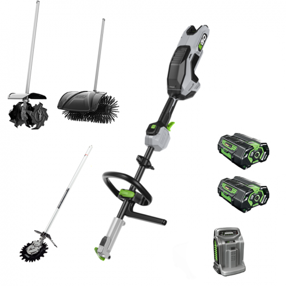 EGO PROMO MRC 2306 E Spazzola multifunzione per pavimenti esterni 2x 56V 4Ah Spazzole rotanti a batteria per pulizia pavimenti esterni