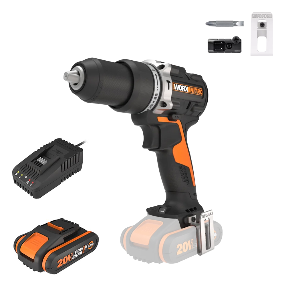 Worx Nitro WX352 Trapano avvitatore a percussione a batteria 20V/2Ah Trapani e Avvitatori a batteria