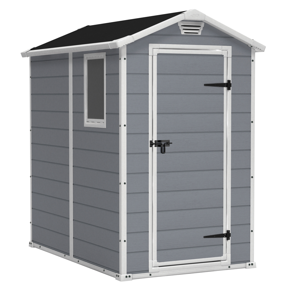 Keter Manor grigio Casetta da giardino Con finestra laterale 130x192x198 cm Casette in pvc e resina per attrezzi a due falde