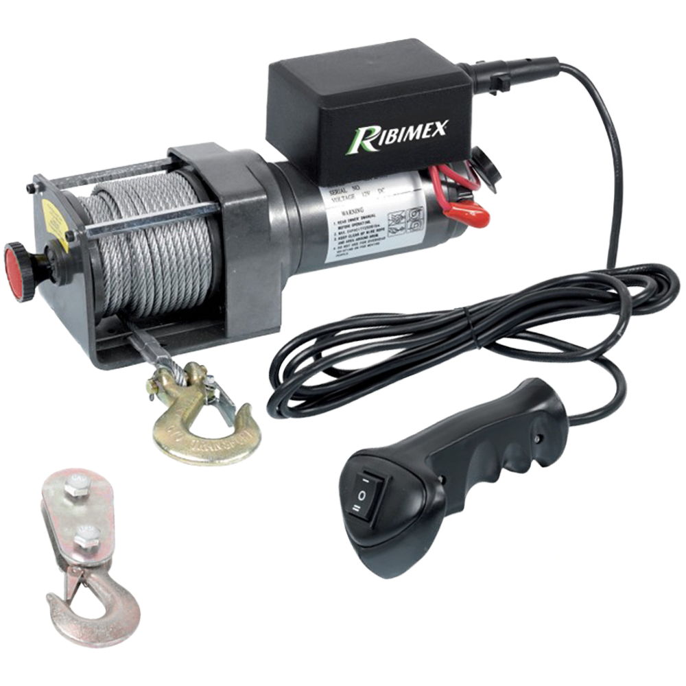 Ribimex PE12V/2500 Verricello elettrico a batteria 12V 3 HP Verricelli elettrici a batteria a tamburo