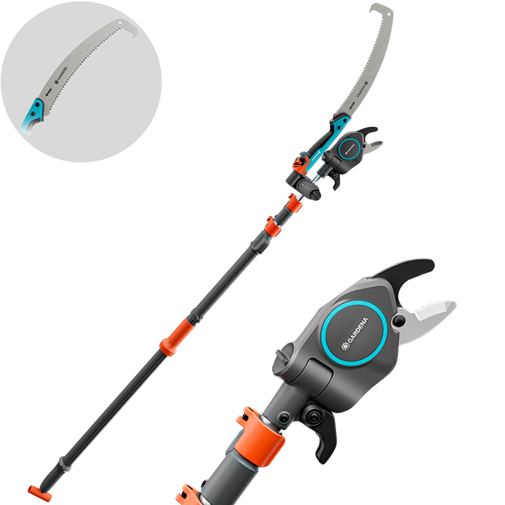 Gardena StarCut Pro L Forbicione troncarami su asta telescopica 175-400cm + Segaccio con lama da 34 cm Ø32mm Forbicioni da potatura professionale tele