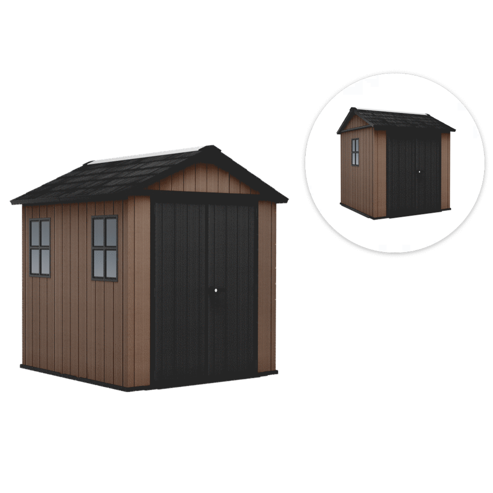 Keter Newton plus 757/775 Casetta da giardino Con finestre 230x223.8x246 cm Casette in pvc e resina per attrezzi a due falde