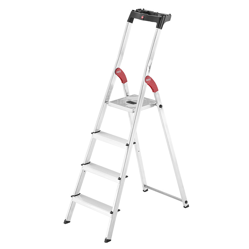 Hailo L60, 4 gradini, 1.46 m Scalandrino in alluminio con cavalletto Ultraleggera Altezza stimata operativa 2.85 m Scalette in alluminio