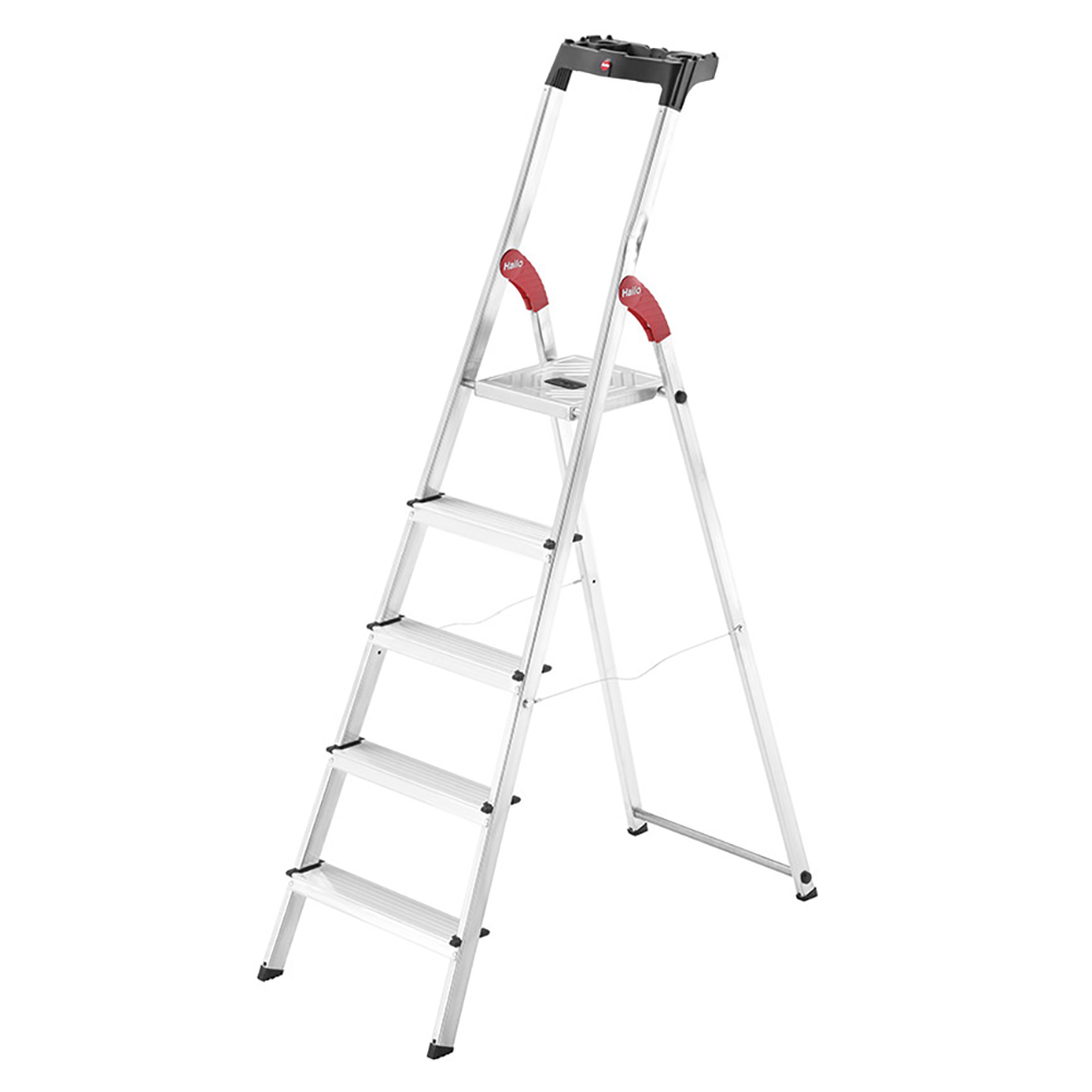 Hailo L60, 5 gradini, 1.82 m Scalandrino in alluminio con cavalletto Ultraleggera Altezza stimata operativa 3.07 m Scalette in alluminio