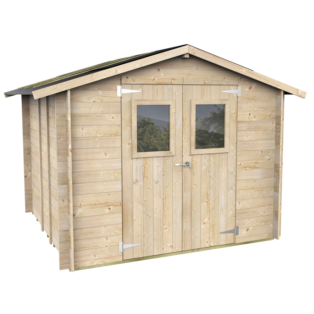 Alce Hobby 248x248 Casetta da giardino in legno Con finestre e porta a doppia anta 248x248x217 cm Casette in legno per attrezzi a due falde