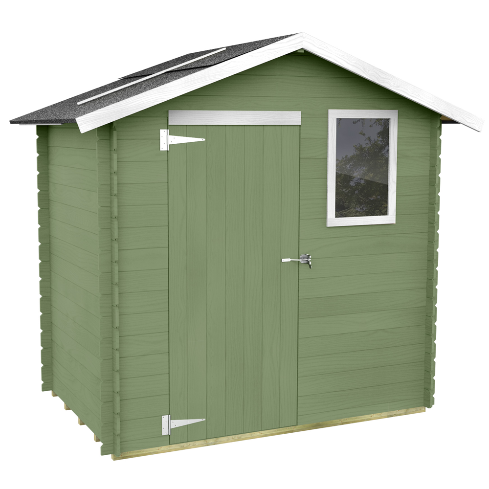 Alce Livia 198x130 verde Casetta da giardino in legno Con finestra frontale 198x130x205 cm Casette in legno per attrezzi a due falde