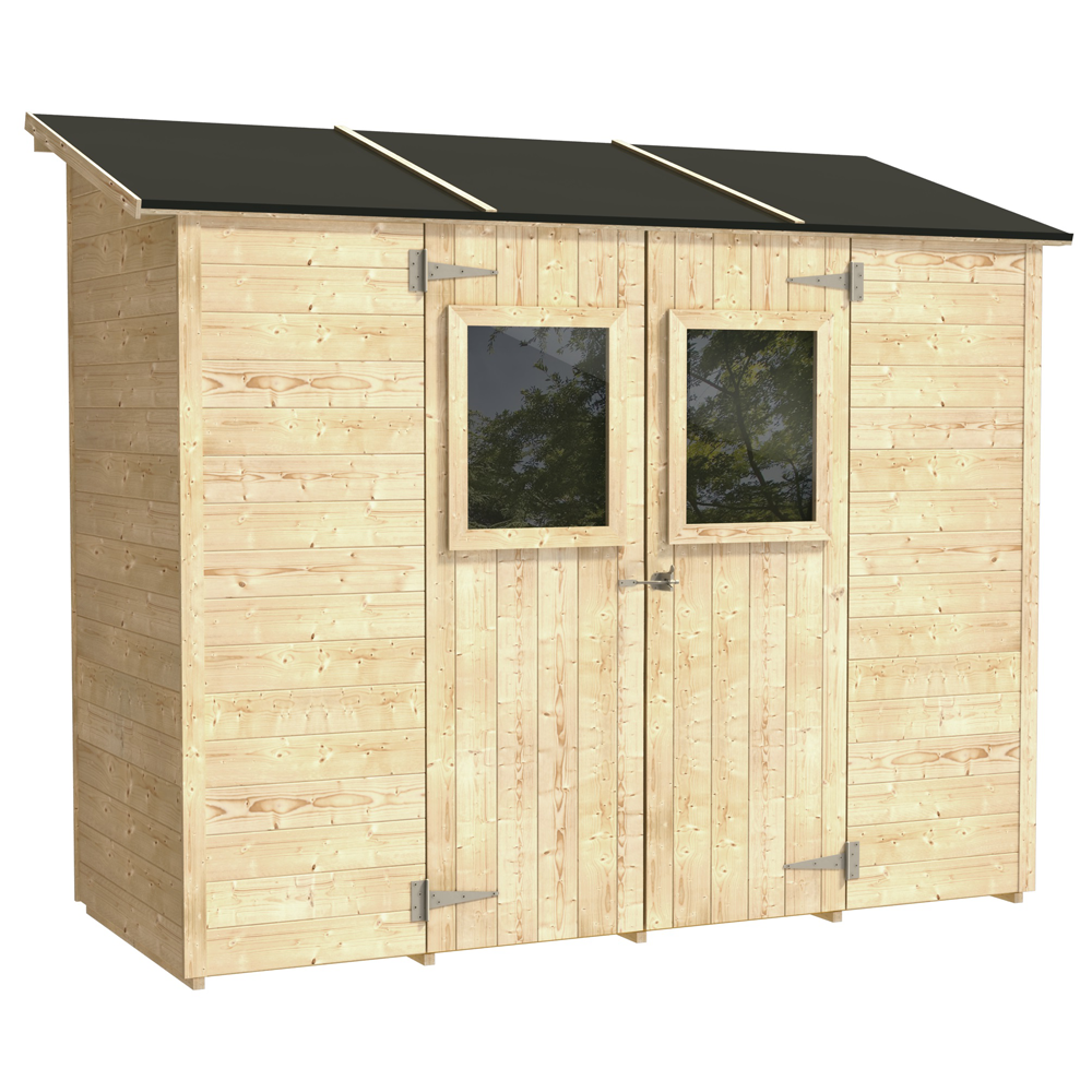 Alce Vaniglia 245x102 Casetta da giardino in legno Con finestra frontale 245x102x222 cm Casette in legno per attrezzi a una falda