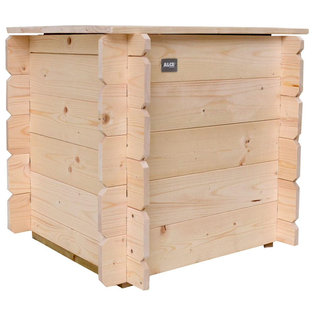 Alce Gaia Baule porta attrezzi da giardino 60x60x54 cm Armadi e bauli in legno per esterno