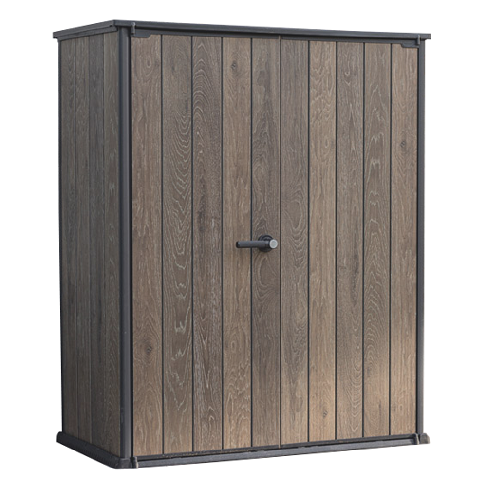 Keter Signature Walnut Armadio porta attrezzi da giardino 140x73x170 cm Armadi e bauli in pvc e resina per esterno