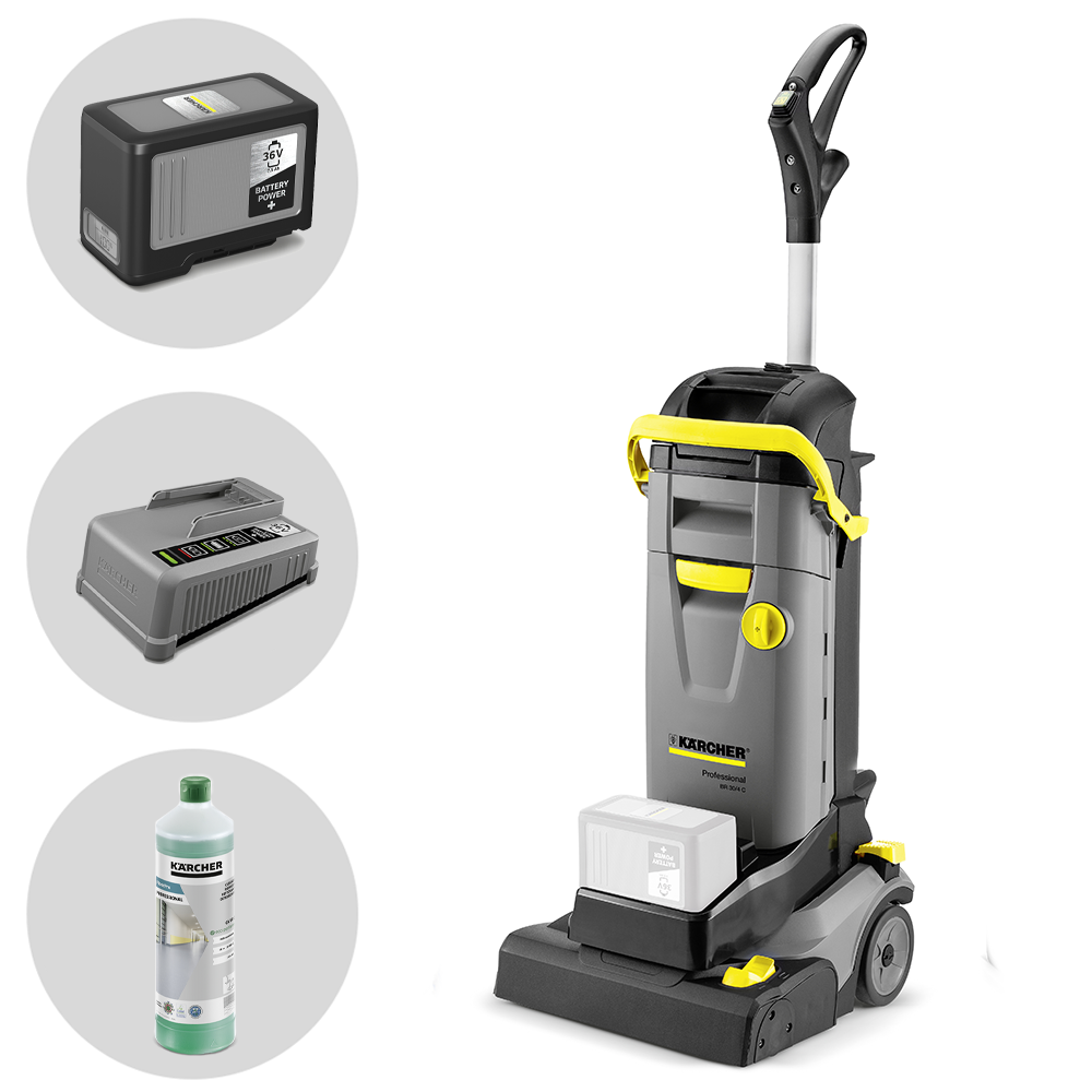 Karcher Pro BR 30/4 C BP Pack Lavapavimenti 3 in 1: lava, asciuga e aspira Lavapavimenti a batteria a rullo con setole