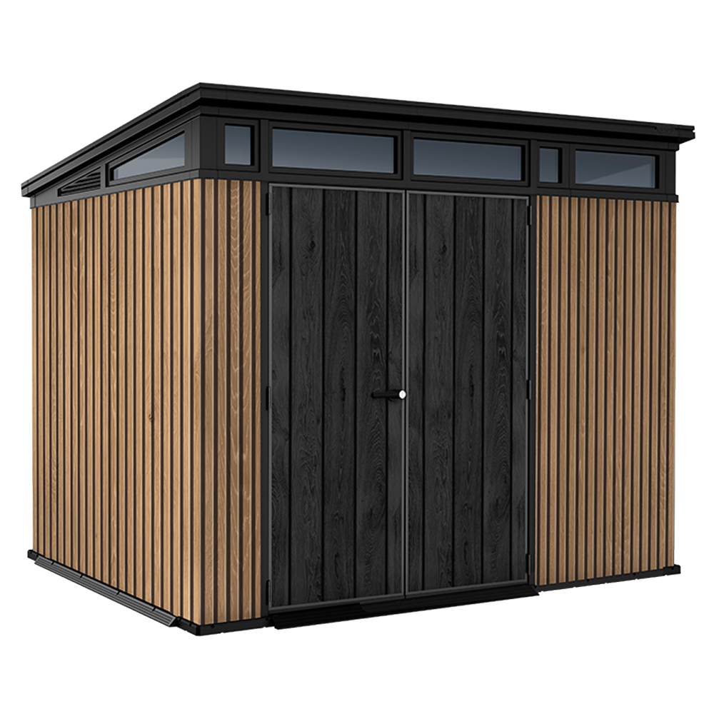 Keter Signature Venetian 9x7 Casetta da giardino Con porta doppia anta 277x218x226 cm Casette in pvc e resina per attrezzi a una falda