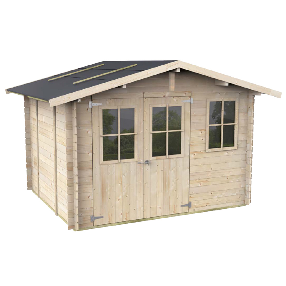 Alce Cortona Express 296x249 Casetta da giardino in legno Con finestre e porta a doppia anta 296x249x220 cm Casette in legno per attrezzi a due falde
