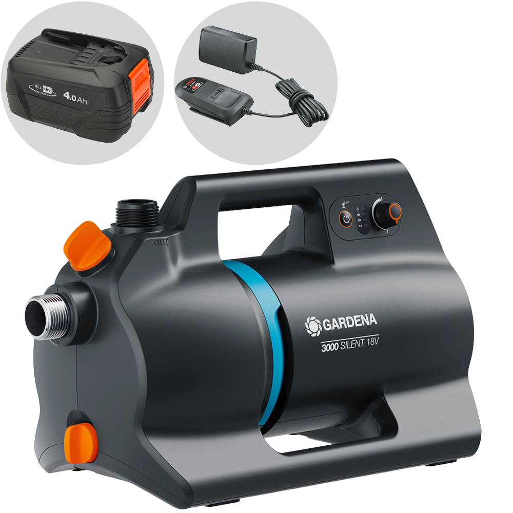 Gardena 3000 Silent 18V P4A Pompa autoadescante a batteria 18V 4Ah Pompe da giardino autoadescanti a batteria